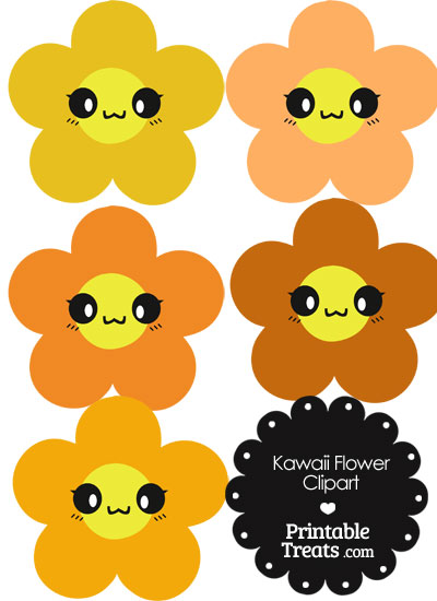 Kawaii Flower Clipart in Shades of Orange from PrintableTreats.com