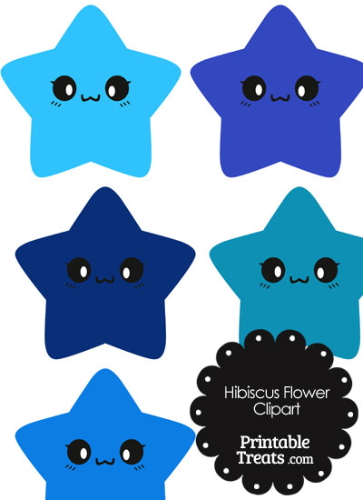 Kawaii Star Clipart in Shades of Blue from PrintableTreats.com