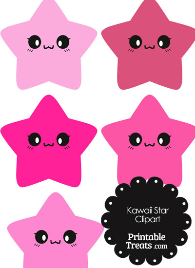 Kawaii Star Clipart in Shades of Pink from PrintableTreats.com