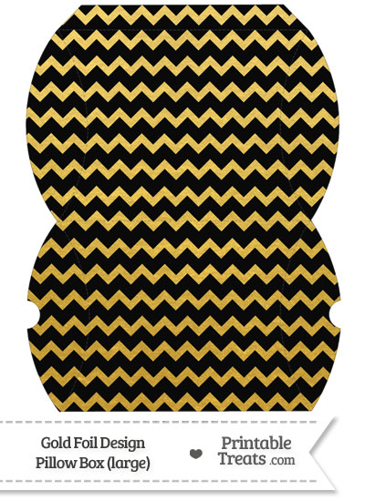 Large Black and Gold Foil Chevron Pillow Box from PrintableTreats.com