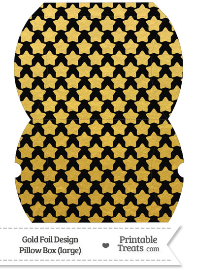 Large Black and Gold Foil Stars Pillow Box from PrintableTreats.com