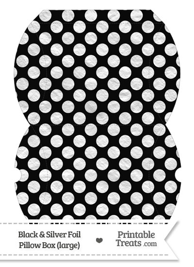 Large Black and Silver Foil Dots Pillow Box from PrintableTreats.com