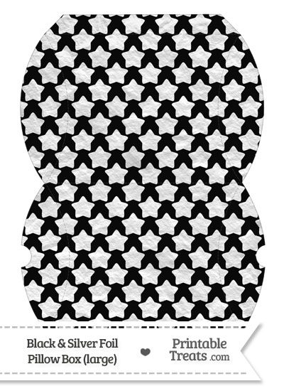 Large Black and Silver Foil Stars Pillow Box from PrintableTreats.com