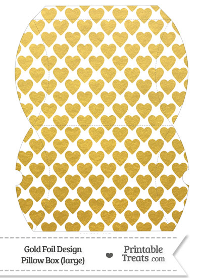 Large Gold Foil Hearts Pillow Box from PrintableTreats.com