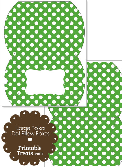 Large Green and White Polka Dot Pillow Box from PrintableTreats.com