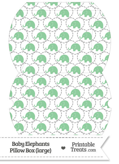 Large Green Baby Elephants Pillow Box from PrintableTreats.com