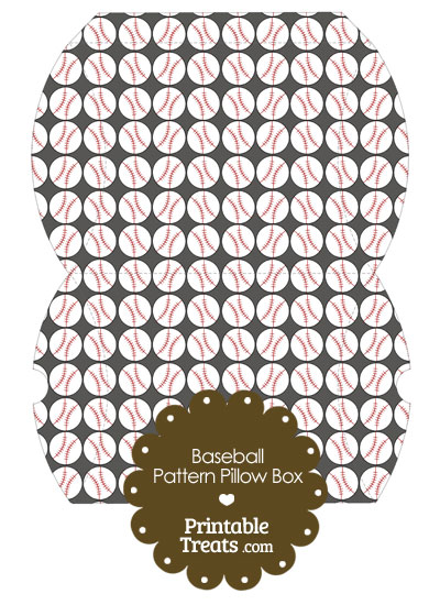 Large Grey Baseball Pattern Pillow Box from PrintableTreats.com