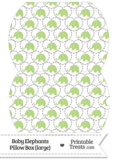 Large Light Green Baby Elephants Pillow Box from PrintableTreats.com