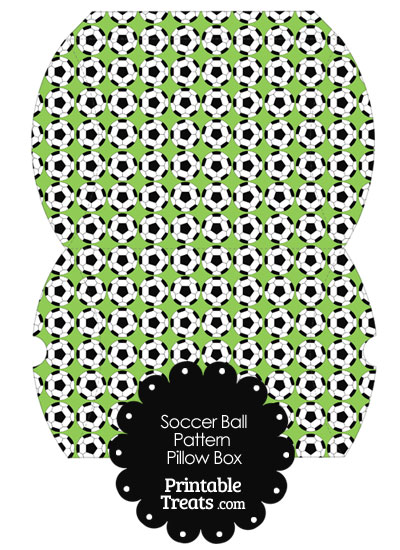 Large Light Green Soccer Ball Pattern Pillow Box from PrintableTreats.com