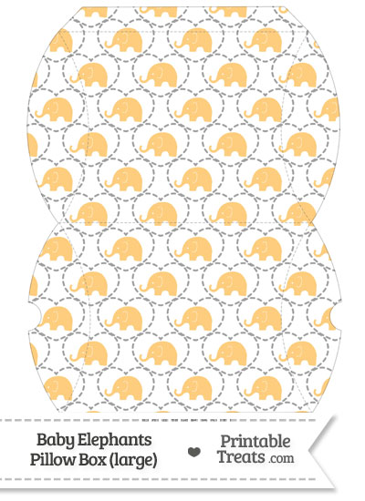 Large Light Orange Baby Elephants Pillow Box from PrintableTreats.com