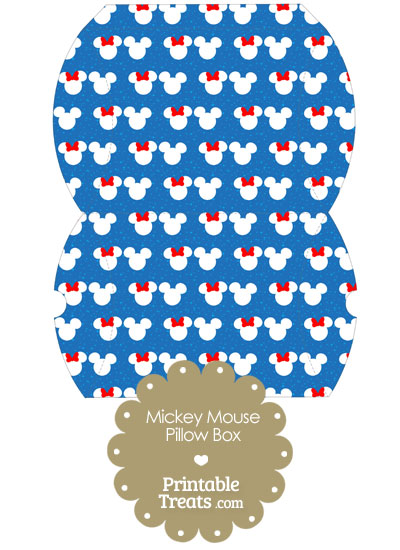 Large Minnie and Mickey Snow Theme Pillow Box from PrintableTreats.com