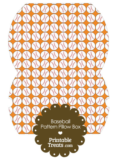 Large Orange Baseball Pattern Pillow Box from PrintableTreats.com