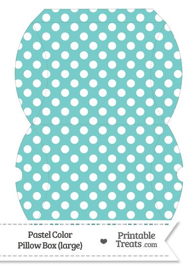 Large Pastel Blue Green Polka Dot Pillow Box from PrintableTreats.com