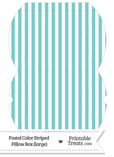 Large Pastel Blue Green Striped Pillow Box from PrintableTreats.com