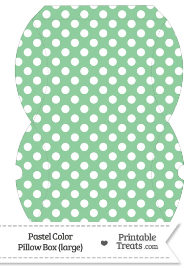 Large Pastel Green Polka Dot Pillow Box from PrintableTreats.com