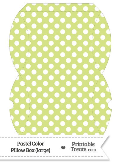 Large Pastel Yellow Green Polka Dot Pillow Box from PrintableTreats.com