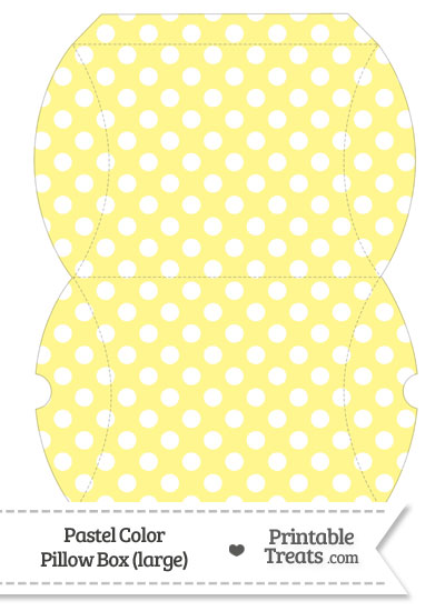 Large Pastel Yellow Polka Dot Pillow Box from PrintableTreats.com