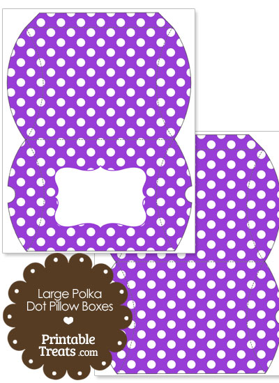 Large Purple and White Polka Dot Pillow Box from PrintableTreats.com