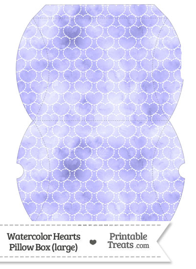 Large Purple Watercolor Hearts Pillow Box from PrintableTreats.com
