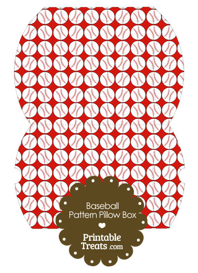 Large Red Baseball Pattern Pillow Box from PrintableTreats.com