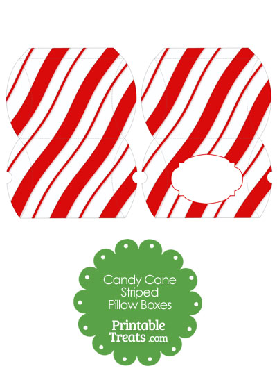 Large Red Candy Cane Striped Pillow Box from PrintableTreats.com