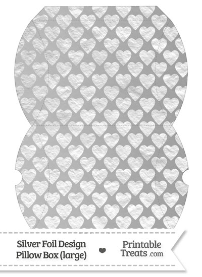 Large Silver Foil Hearts Pillow Box from PrintableTreats.com