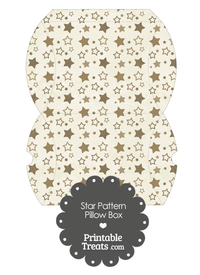 Large Vintage Brown Star Pattern Pillow Box from PrintableTreats.com