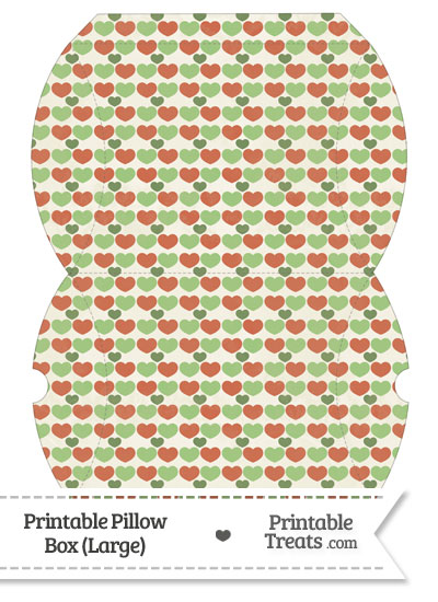 Large Vintage Christmas Hearts Pillow Box from PrintableTreats.com