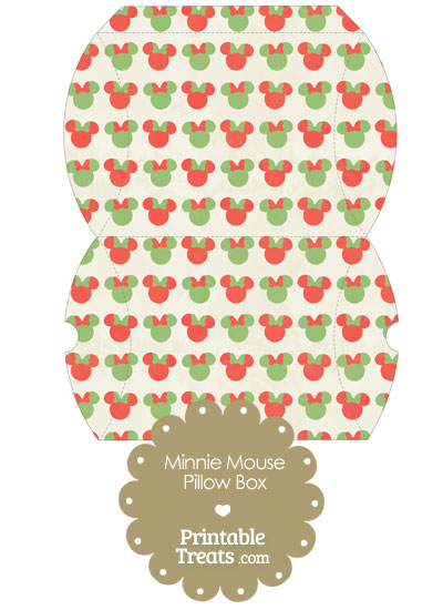 Large Vintage Minnie Mouse Christmas Pillow Box from PrintableTreats.com