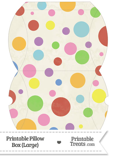 Large Vintage Rainbow Dots Pillow Box from PrintableTreats.com