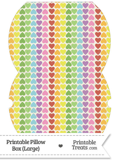 Large Vintage Rainbow Hearts Pillow Box from PrintableTreats.com