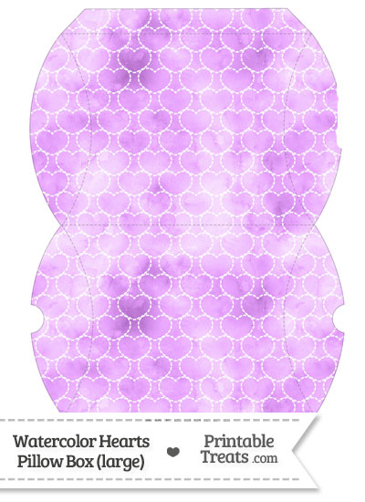 Large Violet Watercolor Hearts Pillow Box from PrintableTreats.com