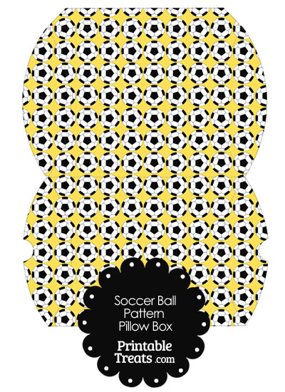 Large Yellow Soccer Ball Pattern Pillow Box from PrintableTreats.com