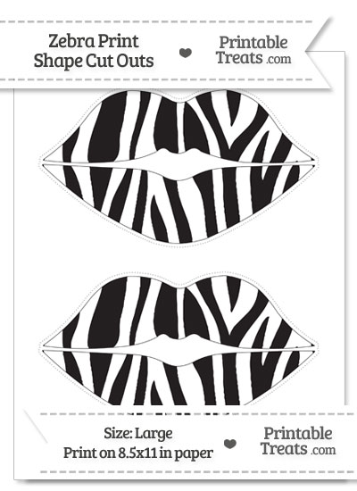 Large Zebra Print Lips Cut Outs from PrintableTreats.com