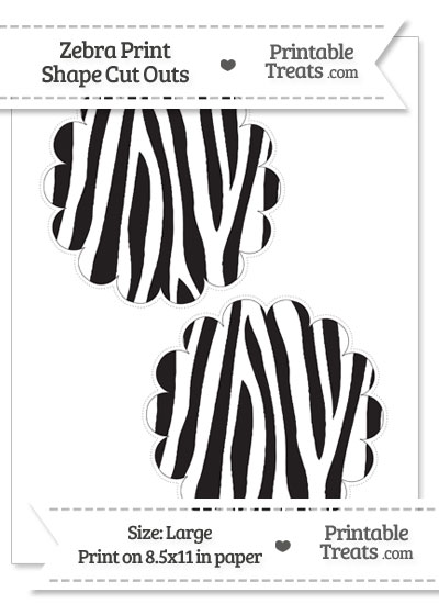 Large Zebra Print Scalloped Circle Cut Outs from PrintableTreats.com