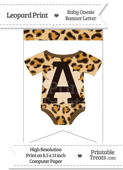 Leopard Print Baby Onesie Bunting Banner Letter A from PrintableTreats.com