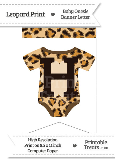 Leopard Print Baby Onesie Bunting Banner Letter H from PrintableTreats.com