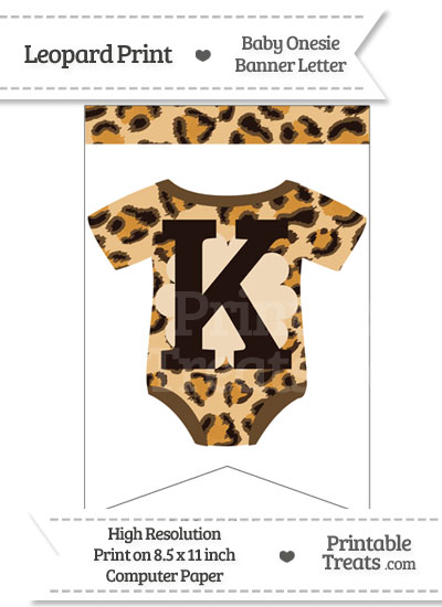Leopard Print Baby Onesie Bunting Banner Letter K from PrintableTreats.com