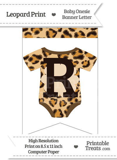 Leopard Print Baby Onesie Bunting Banner Letter R from PrintableTreats.com