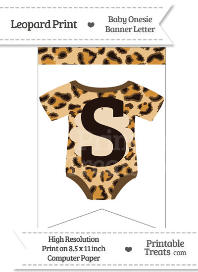 Leopard Print Baby Onesie Bunting Banner Letter S from PrintableTreats.com