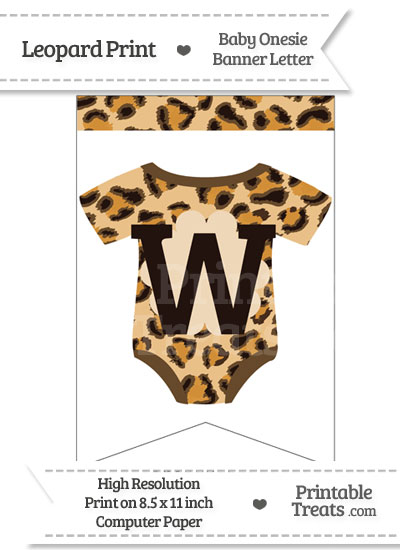 Leopard Print Baby Onesie Bunting Banner Letter W from PrintableTreats.com