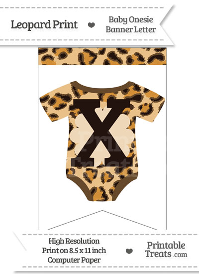 Leopard Print Baby Onesie Bunting Banner Letter X from PrintableTreats.com
