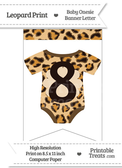 Leopard Print Baby Onesie Bunting Banner Number 8 from PrintableTreats.com