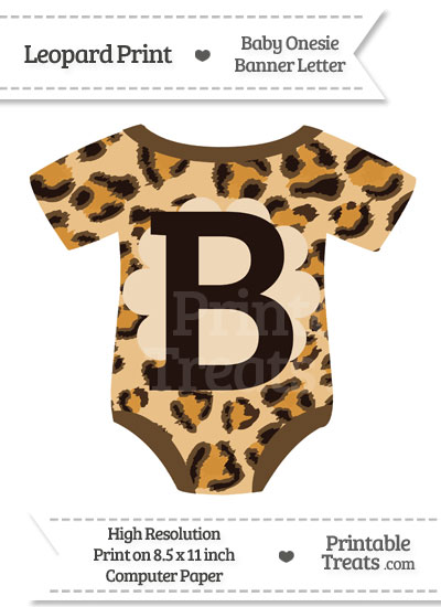 Leopard Print Baby Onesie Shaped Banner Letter B from PrintableTreats.com