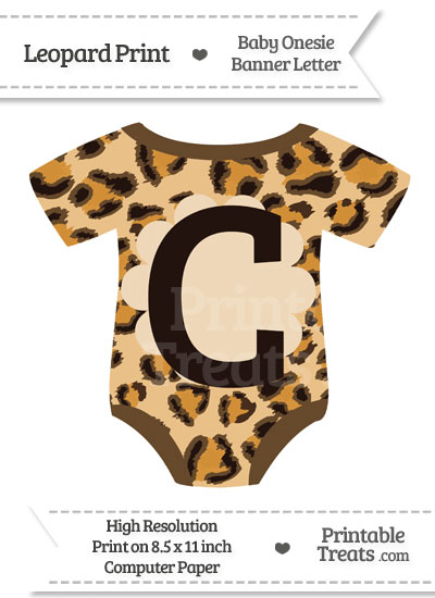 Leopard Print Baby Onesie Shaped Banner Letter C from PrintableTreats.com