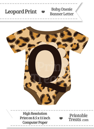 Leopard Print Baby Onesie Shaped Banner Letter Q from PrintableTreats.com
