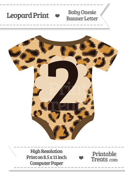 Leopard Print Baby Onesie Shaped Banner Number 2 from PrintableTreats.com