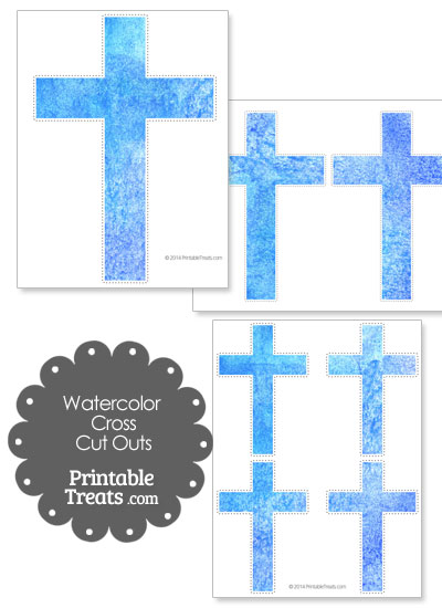 Light Blue Watercolor Cross Cut Outs from PrintableTreats.com