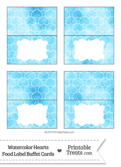 Light Blue Watercolor Hearts Food Labels from PrintableTreats.com