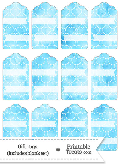 Light Blue Watercolor Hearts Gift Tags from PrintableTreats.com
